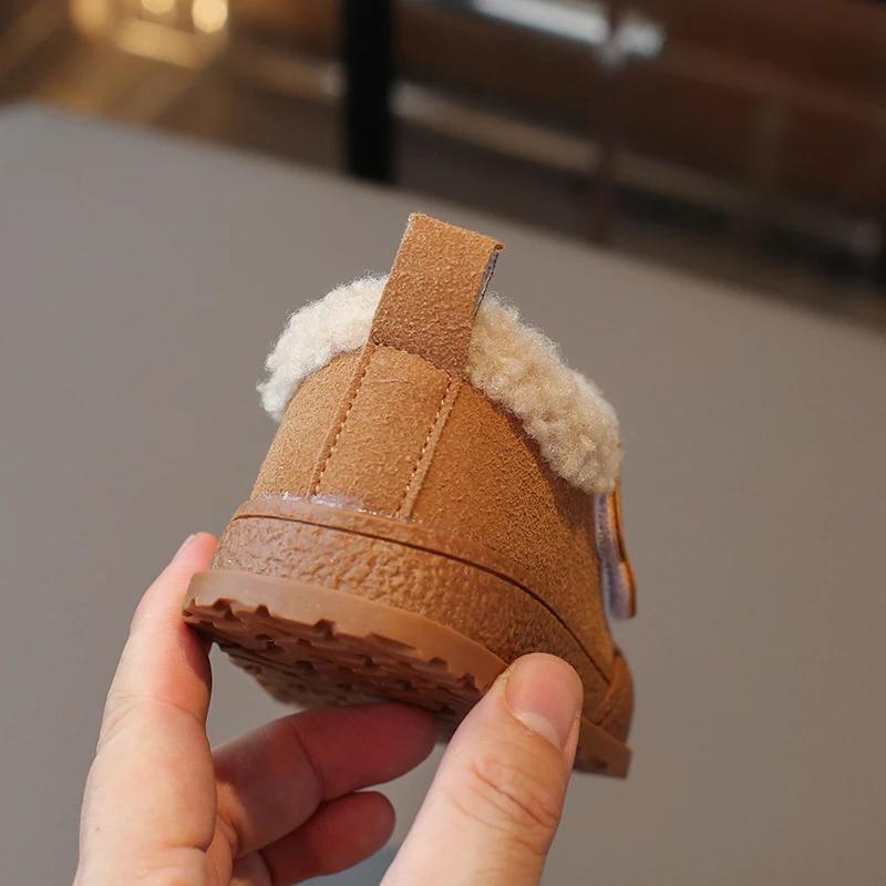 Children Plush Warm Shoes Girl Winter Fashion Korean Style Soft Thick Sole Anti-slippery Versatile Chic Casual Shoe