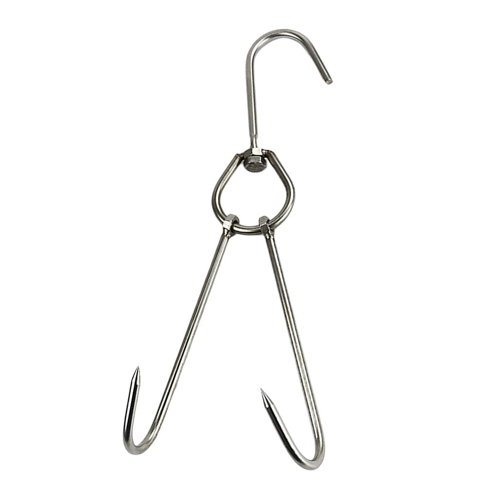 2x Stainless Steel Meat Hook Poultry Double Hooks 34cm Long