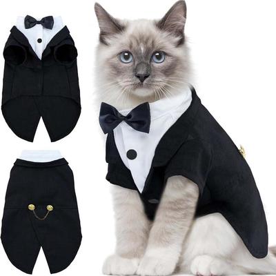 Wedding Dress with Tie Cat Birthday Tailcoat Clothes Cat Shirt Vest Clothing Small Pet Vest  Indoor