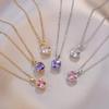 Women's Colorful Zircon Geometric Pendant Necklace - New Design, Fashionable Clavicle Chain