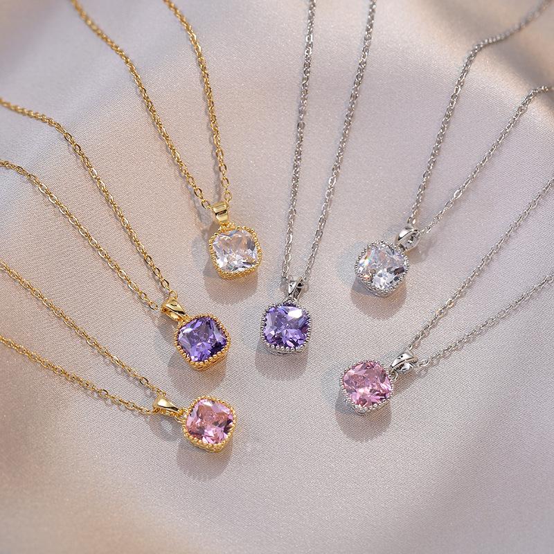 

Women s Colorful Zircon Geometric Pendant Necklace - New Design, Fashionable Clavicle Chain
