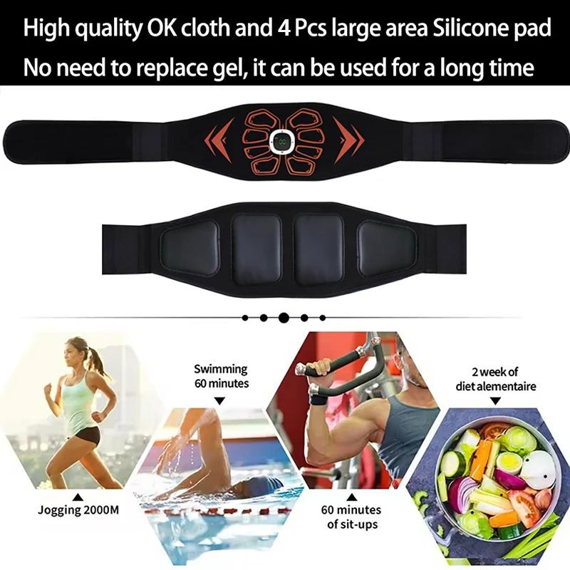 Abdominal Toning Belt Abs Trainer Waist Muscle Toner Abdominal Massager Home Workout Fitness Equipment USB Recharge