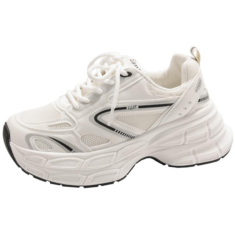 Popular Retro White Platform Dad Shoes Women's 2025 New Autumn Skirt Heightening Soft-soled Sneakers