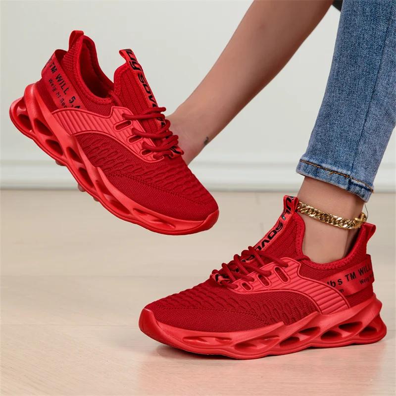 Fashion Red Running Shoes Men Women Blade Sneakers Mesh Breathable Casual Sports Shoes Unisex Lightweight Men's Jogging Shoes