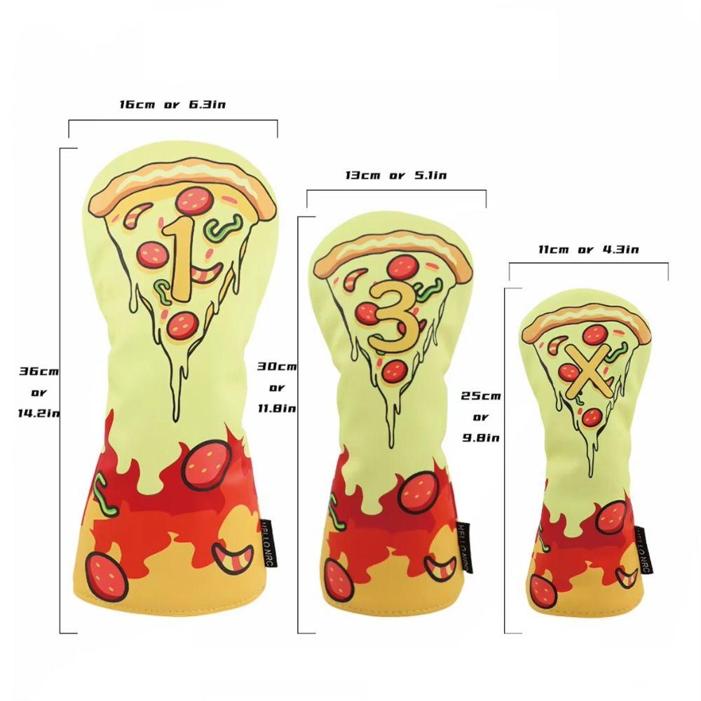 PU Leather Golf Club Protector Pizza Pattern Wood Headcover Golf Head Cover Hybrid UT