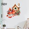 Creative Holiday Window Stickers Christmas Bird Wall Sticker, Watercolor PVC Decal, Waterproof Winter Decorative Decals Theme Cling for Glass