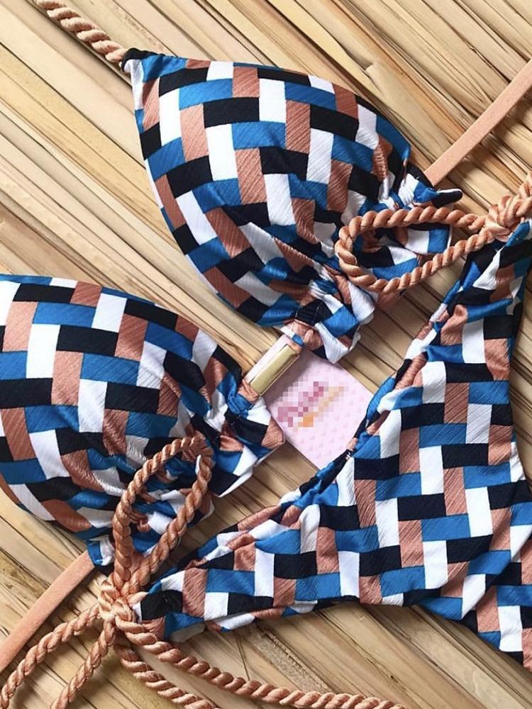2026 Striped Bikini Set Knotted Swimsuit Women Biquinis Beach Sexy Thong Swimwear Bandage Brazilian Mirco Bikinis