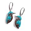 European and American Retro Silver Turquoise Bird Earrings