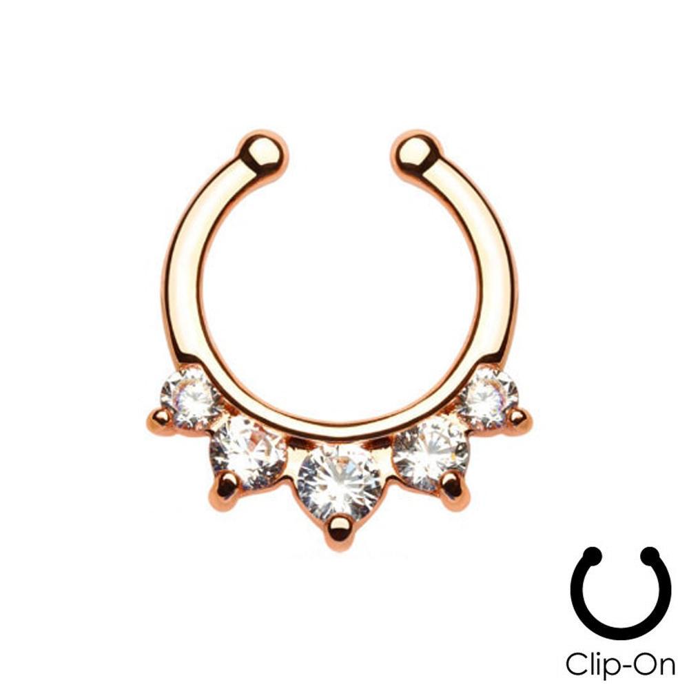 16g Steel Gold CZ Septum Fake Piercing Mix Styles Falso Septum Nose Rings Clickers Men Body Jewelry Piercing Nariz Daith Helix