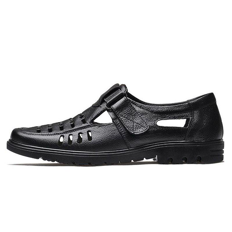 Summer Shoes Men Sandals Cow Leather Casual Shoes Brand Male Sandals Non-slip Black Brown K172