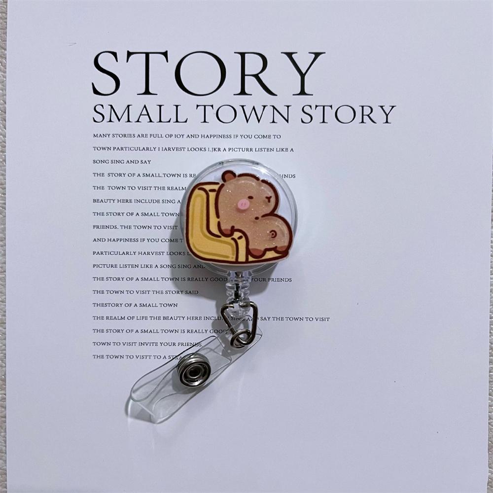 Retractable Badge Reel Compact Id Card Holder Acrylic Badge Reel Colorful Capybara Badge Reel For Nurse Healthcare Office