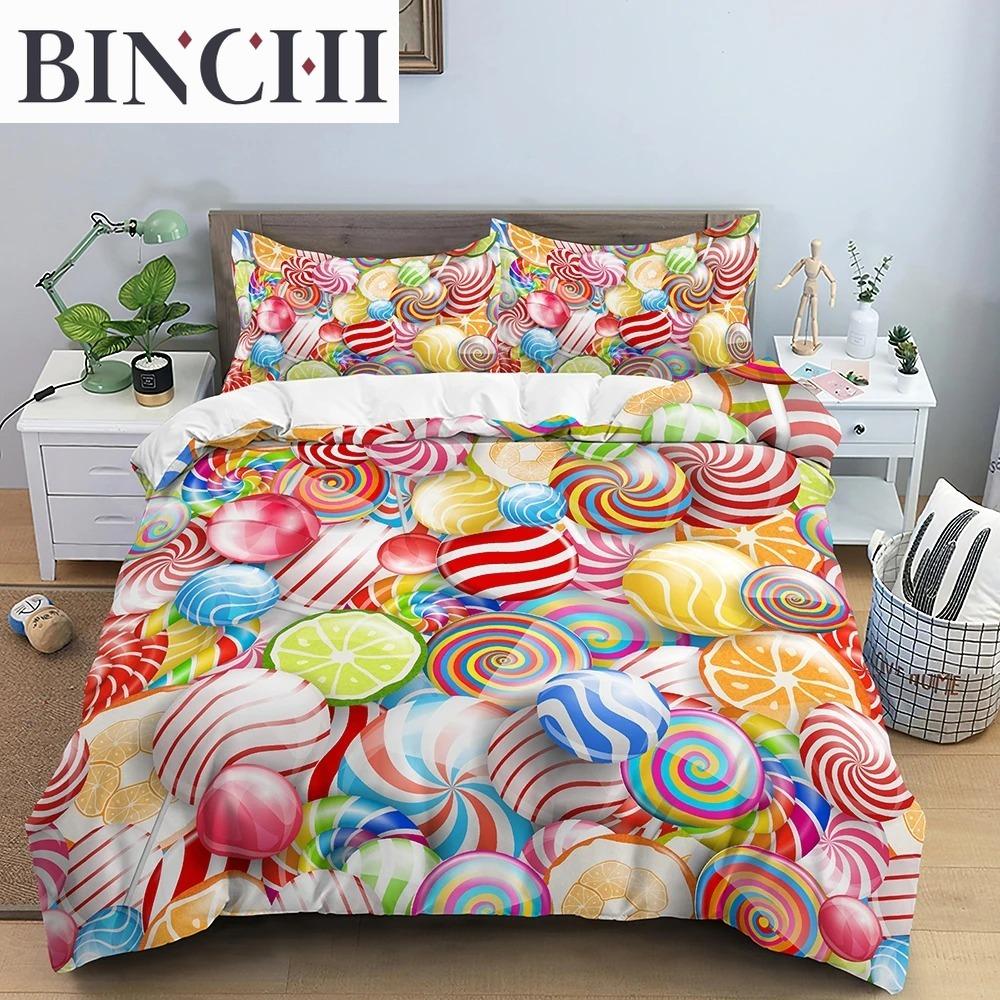 Pink Donut Pattern Duvet Cover Set Coffee Bread Design Polyester Comforter For Kids Adult Teen Bedding Queen King Size