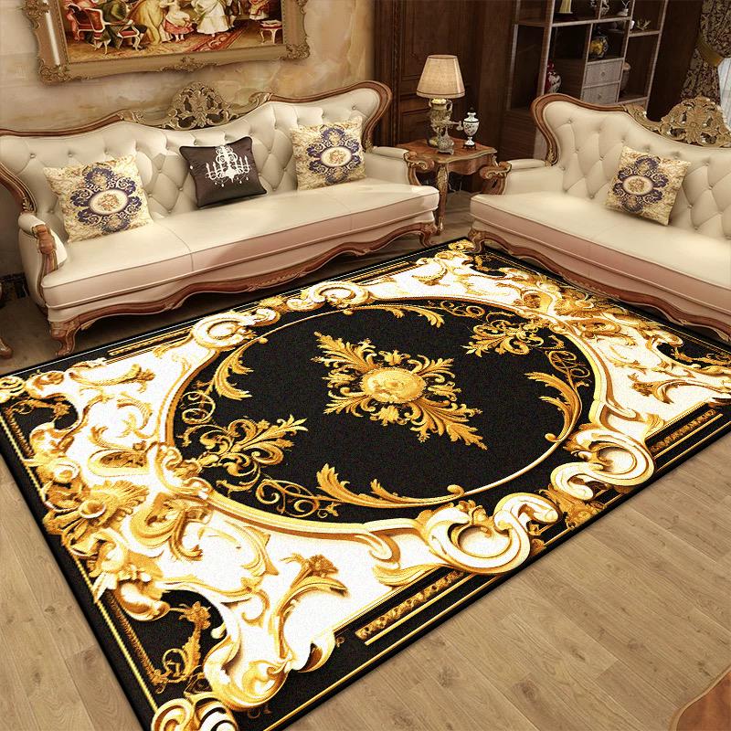 Tappeto di Lusso Dorato per Soggiorno Europa Grande Area Divano Tappeti Lavabili Decorazione Casa Tappetino Antiscivolo per Camera da Letto Comodino