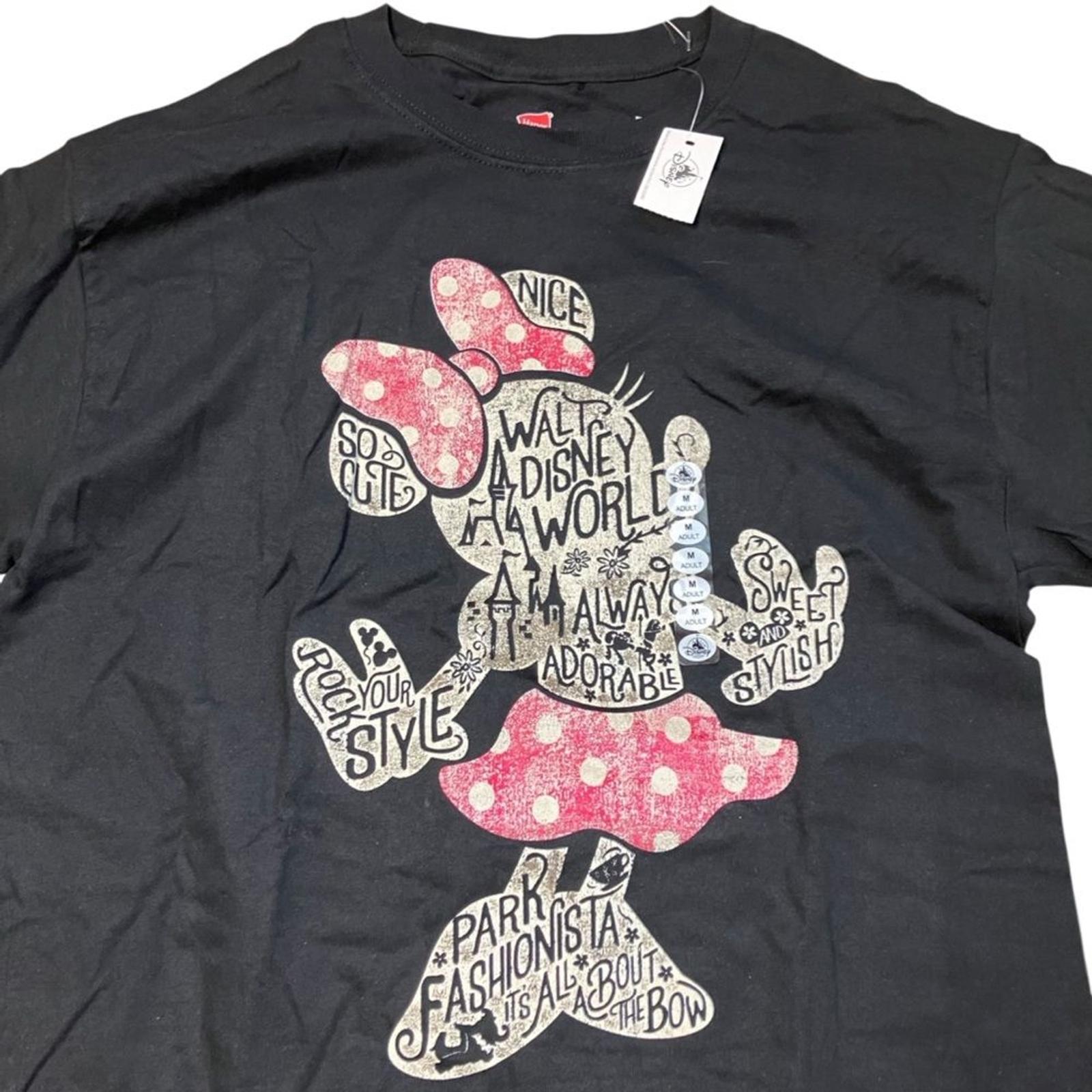 Disney Parks T-Shirt Womens M Black Minnie Mouse Short Sleeve Bow Polka Dot Ears M