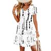 Women's Fashionable print V-neck Short Sleeved Loose Casual Beach Vacation Dress