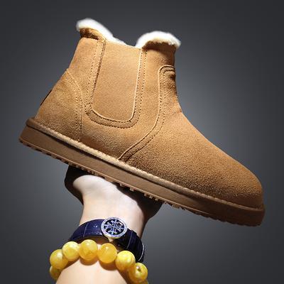 Winter Northern Warm Leather Snow Boots Year Men's Fashion High-top Velvet Cotton Shoes Outdoor Casual Trendy Shoes