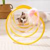 Cat Tunnel with Teaser Wand, Interactive Toy for Indoor Kittens, Feather Ball & Mouse, Self-Play Fun
