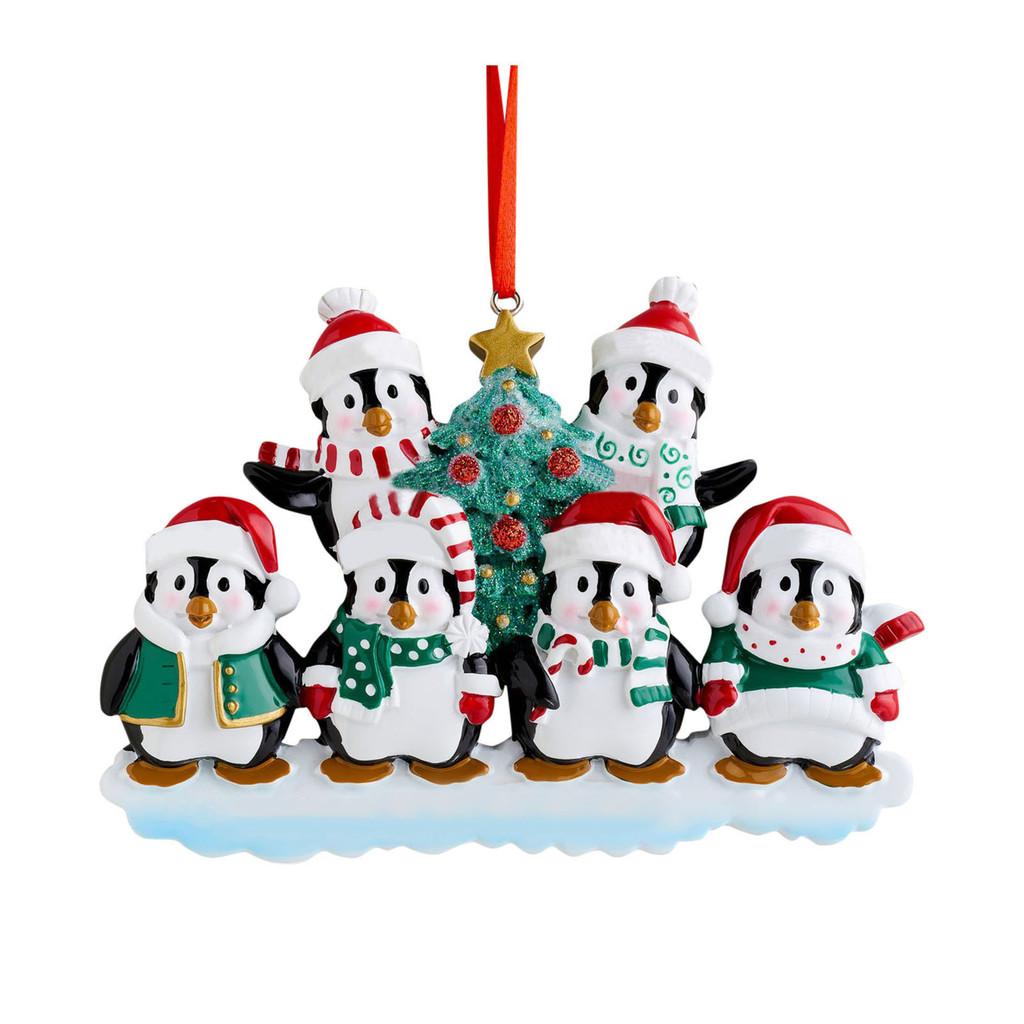 Charming Resin Penguin Family Christmas Ornaments Adorable Holiday Decorations Set