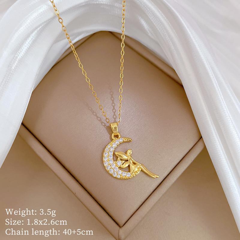 Copper Micro-Inlaid Necklace Women'S Copper Micro-Inlaid Real Gold Electroplating Simple And Exquisite Collarbone Chain Neck Chain