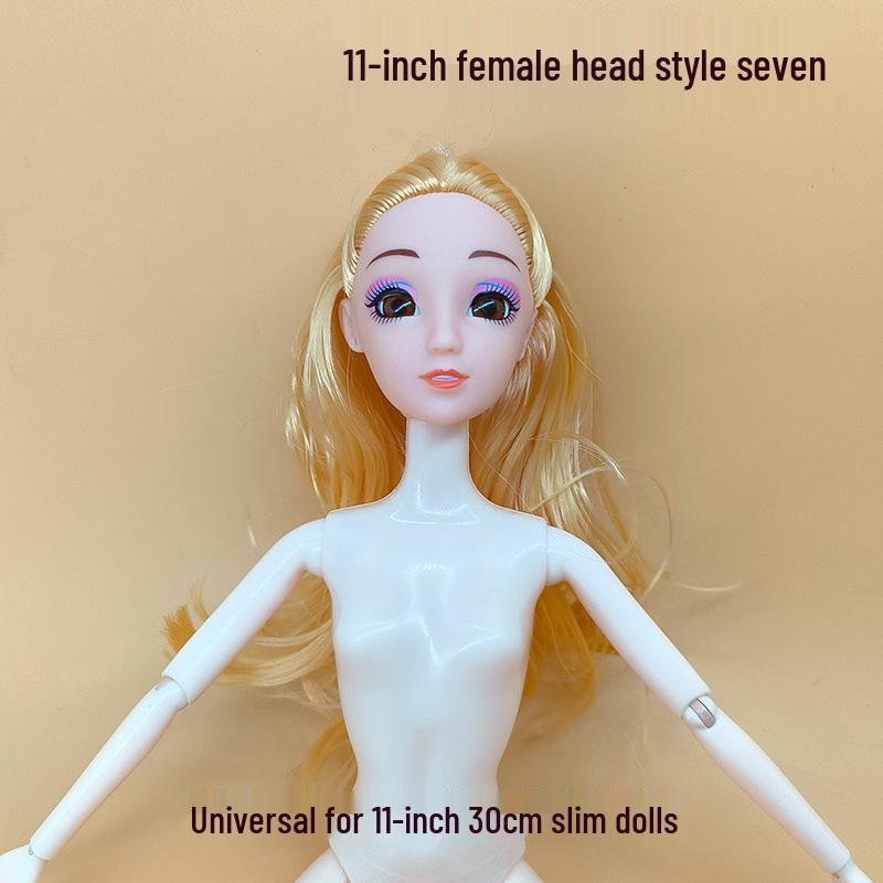 30cm 11-inch BJD Doll with Blinking Real Eyes, Changeable Clothes, DIY Options, and Bonus Head