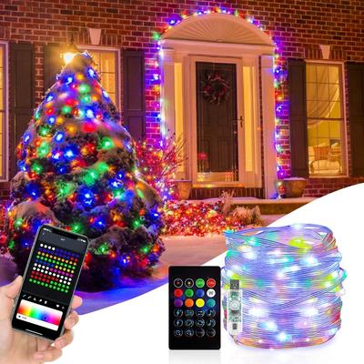 Striscia di luci fatate a LED 5M 10M 20M Luci di Natale Smart Bluetooth USB Musica Festone Ghirlanda da strada Decorazione per casa per matrimonio, compleanno, festa
