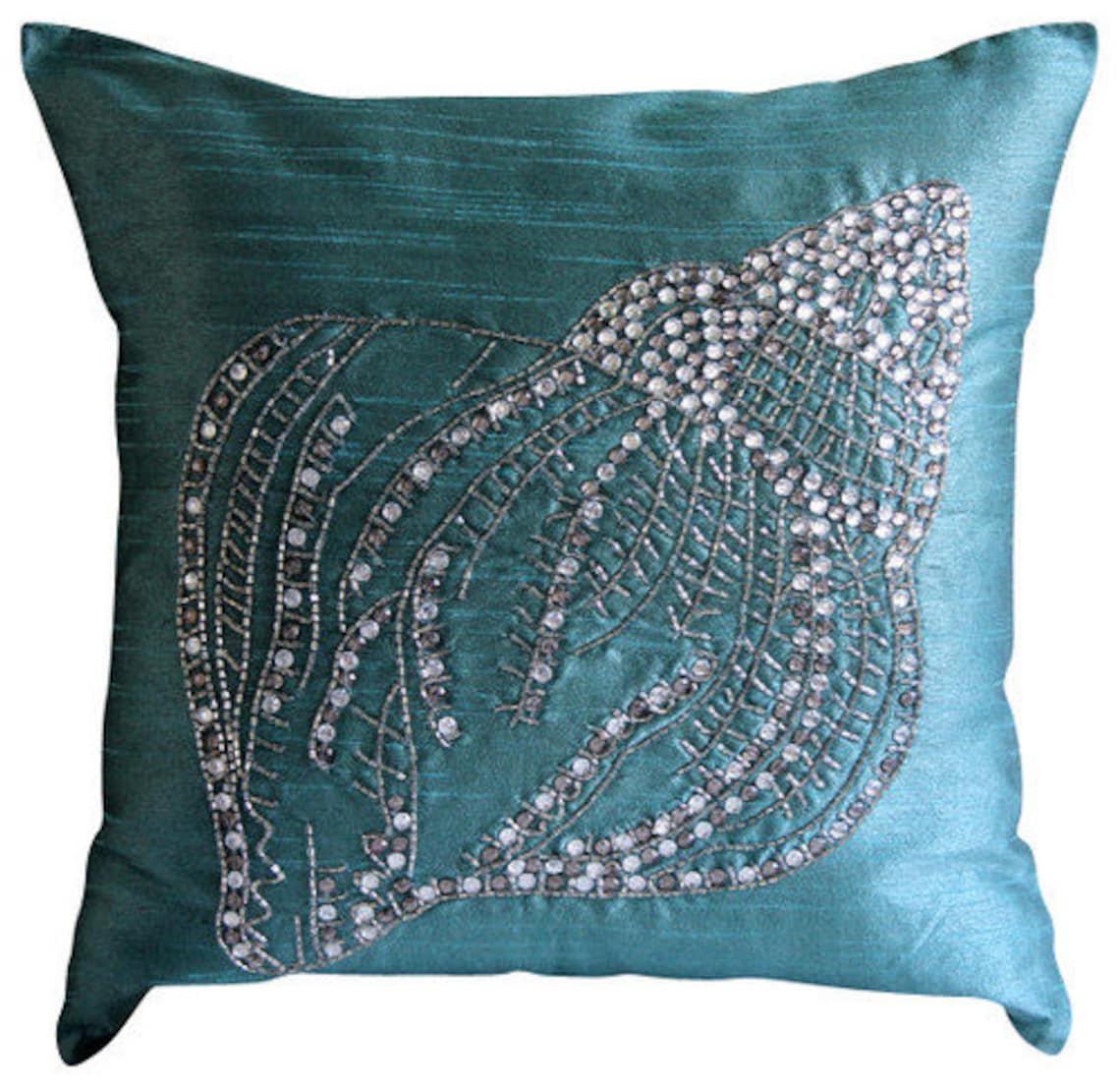 

The HomeCentric Couch Teal Blue Pillow Cover Цветочные декоративные наволочки Art Silk Декоративные наволочки Sea Shell Beach Sea - Crystal Sea Shell