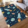Colorful Space Rockets & Planets Design Non-slip Rug Suitable for Living Room and Bedroom Sofas