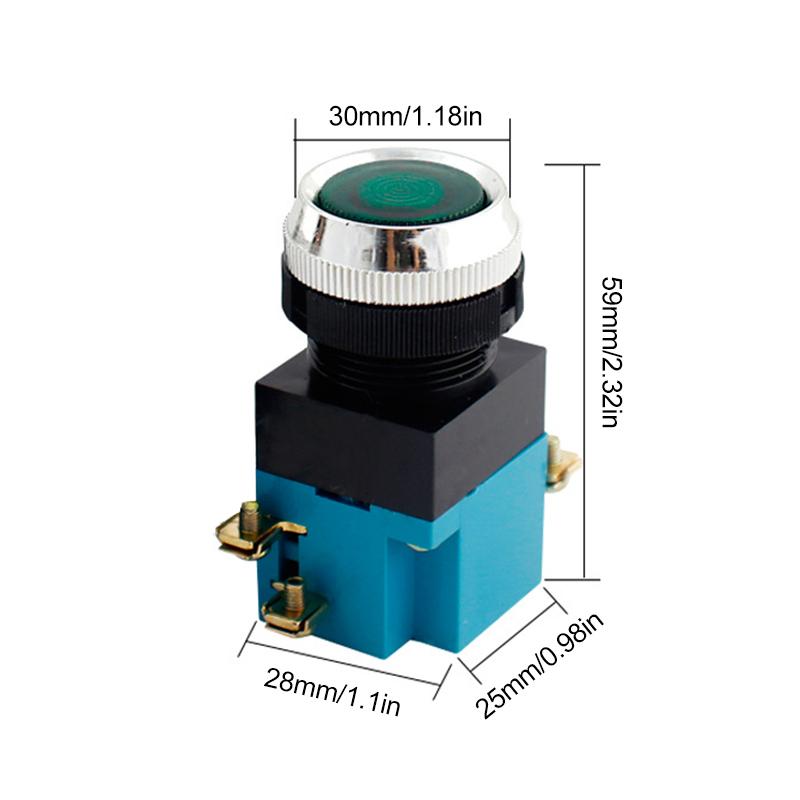 Momentary Push Button Switch 25Mm 5A 380V Circular Small Size Flat Round Red ,Green La19-11 Switch