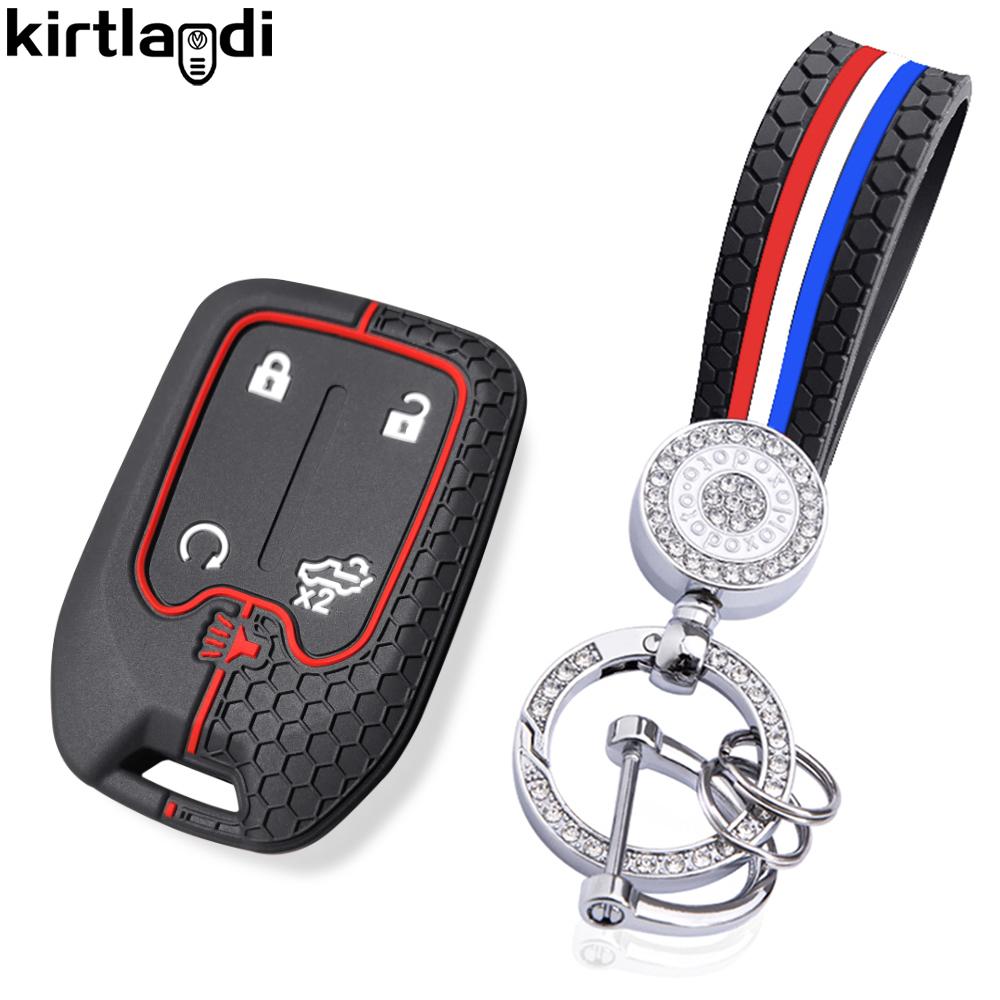 Silicone Car Key Cover Holder Case For CHEVROLET Silverado Suburban For GMC Sierra 1500 2500HD 3500HD Terrain Acadia Keychain