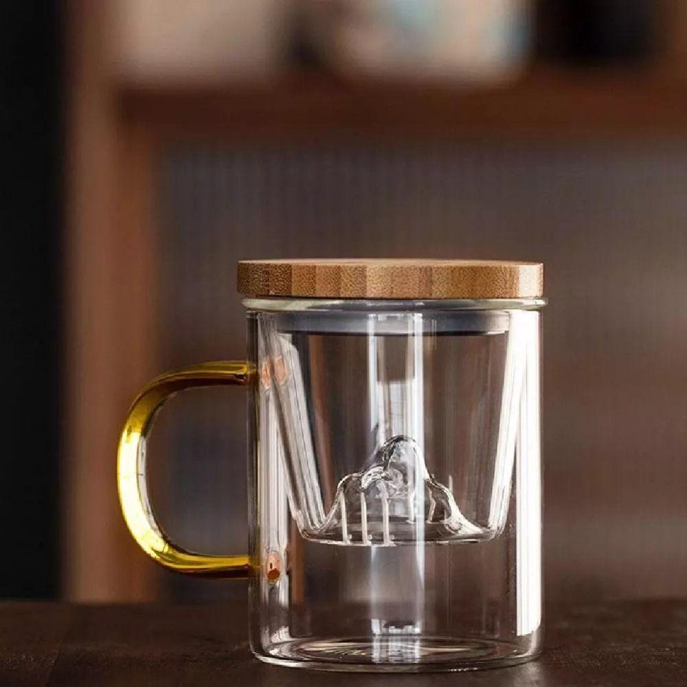 High Borosilicate Glass Tea Cups With Cover Water Cup Originality Water Separate for Household