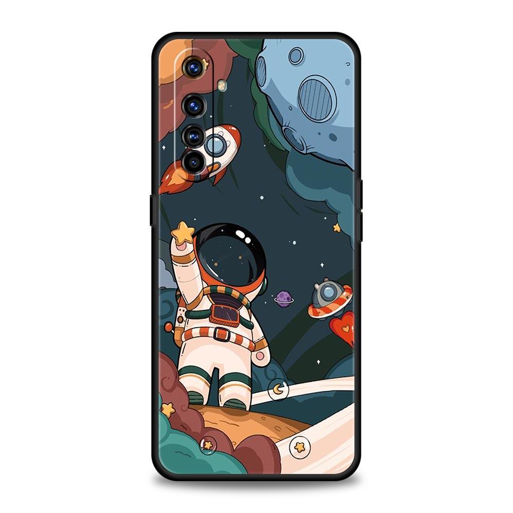 For Realme 10 9 8 5G 7 6 GT2 Pro Plus 9i 8i C21 C11 C25 C35 Soft Cute Cartoon Astronaut Phone Case For Realme GT Neo 2 3T Cover
