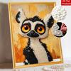 DIY Pearl Painting Canvas Cute Lemur Animal Pattern 3D Bead Art Kit Relaxing Handmade Craft for Home Wall Room Decoration Birthday Gift