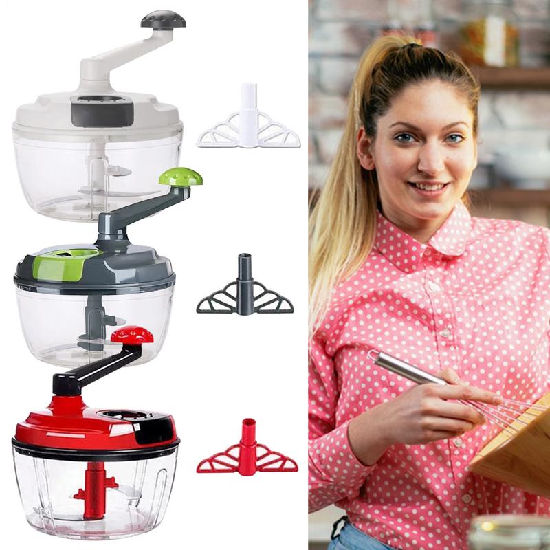 Garlic Chopper Vegetable Cutter Multifunctional Food Processor Manual Meat Grinder Onion Chili Cutter Hand Powered Crank Chopper