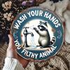 Retro Round Tin Sign Wall Art - 8 Inch Vintage Raccoon Rustic Plaque for Home Bar Kitchen Decor