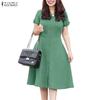 Women Casual Round Neck Summer Short Sleeve Dress
