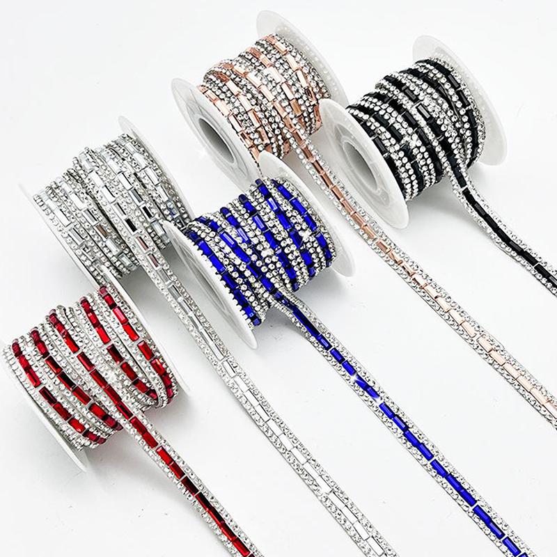 Strass-Streifen Bunt Glänzend Selbstklebend Kristall-Borte für DIY Schuhkante Taschengurt Dekorationszubehör