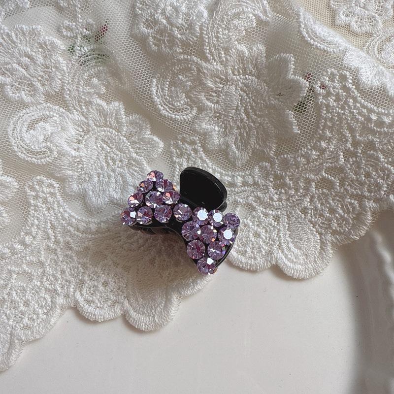 Exquisite Petite Rhinestone Bow Hairpin: Mini Claw Clip for Women, High Quality