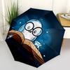 1pc Reading Owl Harry Potter Pattern Automatic 3-Fold Umbrella, 8 Iron Frames, High-Value Folding Umbrella, Suitable for Office, Travel and Outdoor Ad