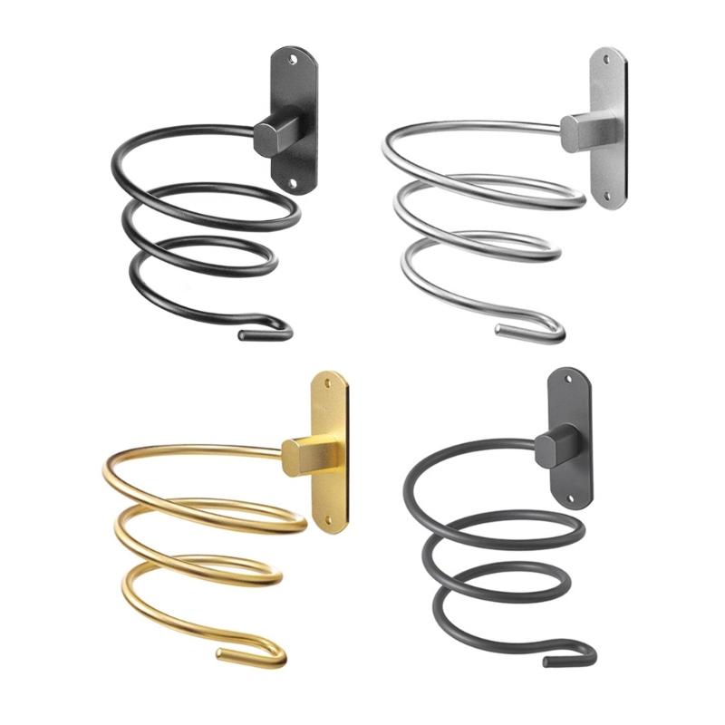 Wall Storage Hair Dryer Holder Aluminum Rack for Bathroom Use with Front Opening and Daily Counter Space Saving Design