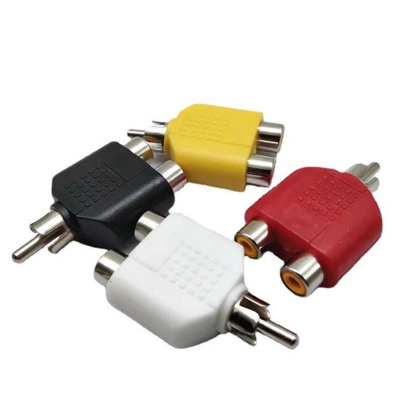 RCA 1 Male to 2 Female Audio Speaker Plug Adapter for Audio Video TV Cable Conversion