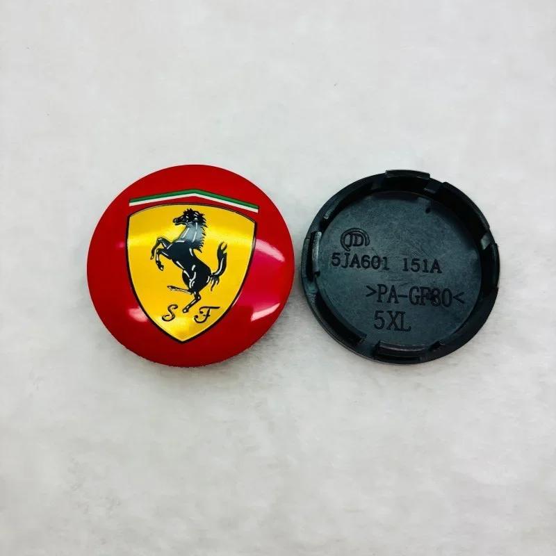 1pc 56mm Ferrari Horse Logo Badge Emblem Car Wheel Hub Center Caps Rim Cover Stickers For F-Ferrari SJ Roma F8 SF90 Accessories MQ4