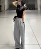 Ppaeppae Custom 2-Inch 2-Way Side Pintuck Hem Snap Button Elastic Waist Drawstring Wide Training Sweatpants 4 Colors (Short / Long 2 Types Of Length)