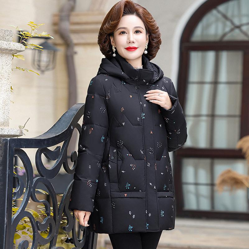 

Stylish Plus Size Down Jacket for Mid-Aged & Elderly Women - Thick Short Winter Coat for Mothers, Grandmothers, Wives 3XL (Weight 120-135 lbs) темно-синий
