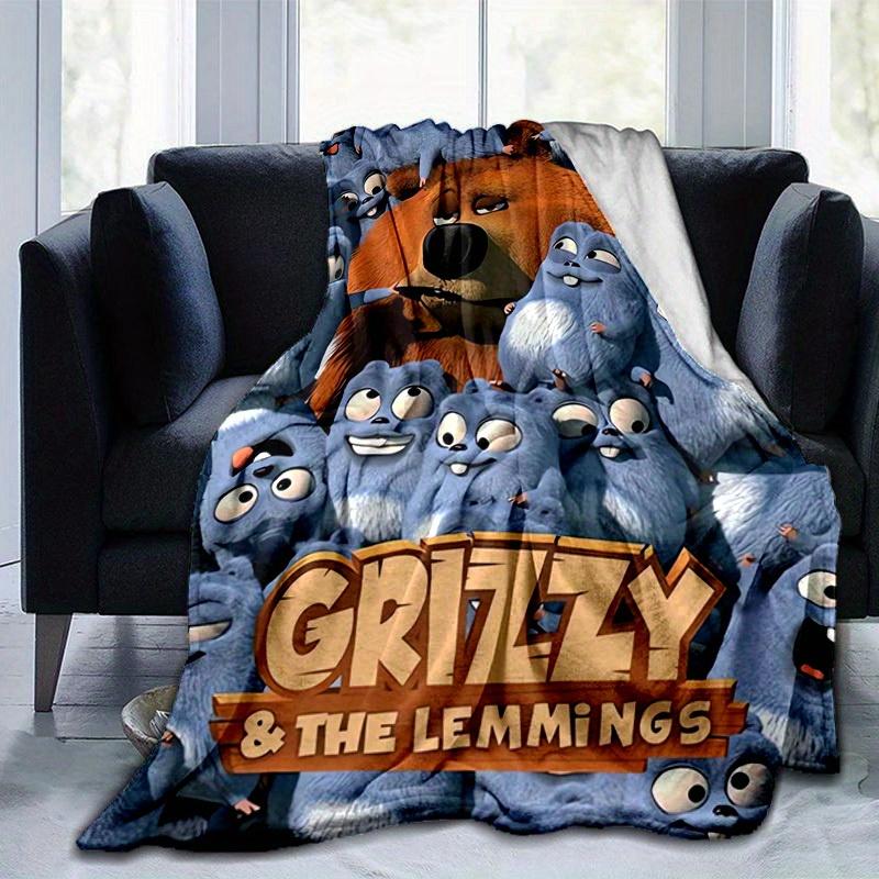 1 Stück, Grizzly & Die Lemminge Kuscheldecke, Weiche Decke für Sofa, Bett, Auto, Reisen, Camping, Büro-Nickerchen, Perfektes Geschenk für FreundeB002