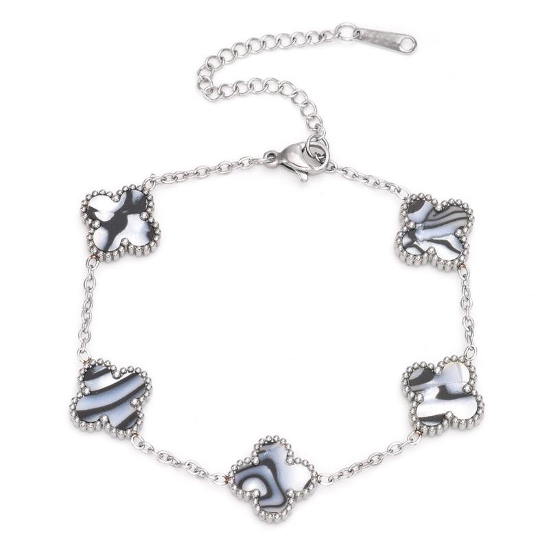 Premium Four Leaf Clover Bracelet for Women, Double Sided 13MM Titanium Steel Stainless Steel Jewelry, Shell Small, Lucky, Simple and Fashionable