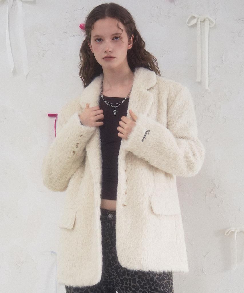 Vivacious Elizabeth Boucle Blazer Gray