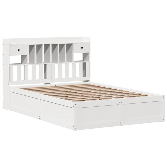 VidaXL Cadre de lit sans matelas blanc 140x200 cm bois de pin massif, lit, cadre de lit en bois massif, meuble de chambre à 3323495