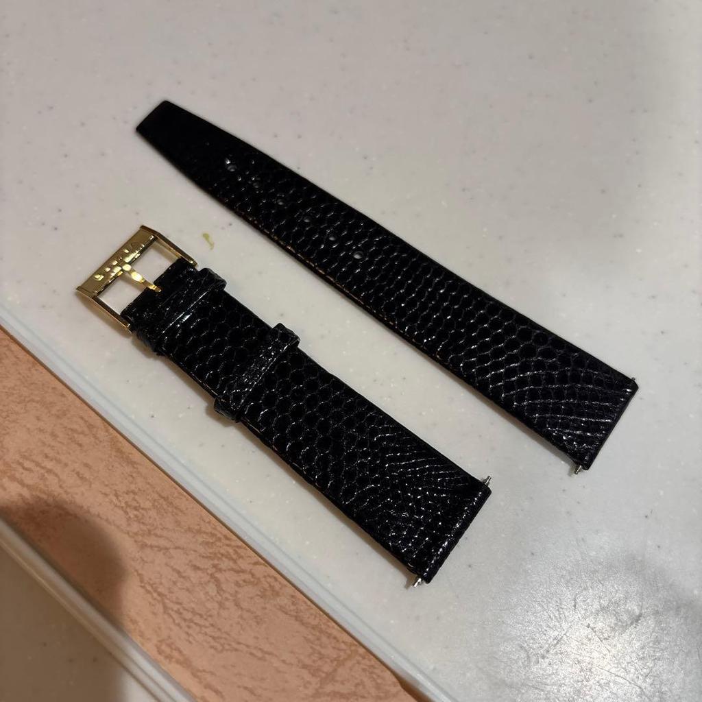 Used Vintage Bulova Watch Leather Band Strap Black