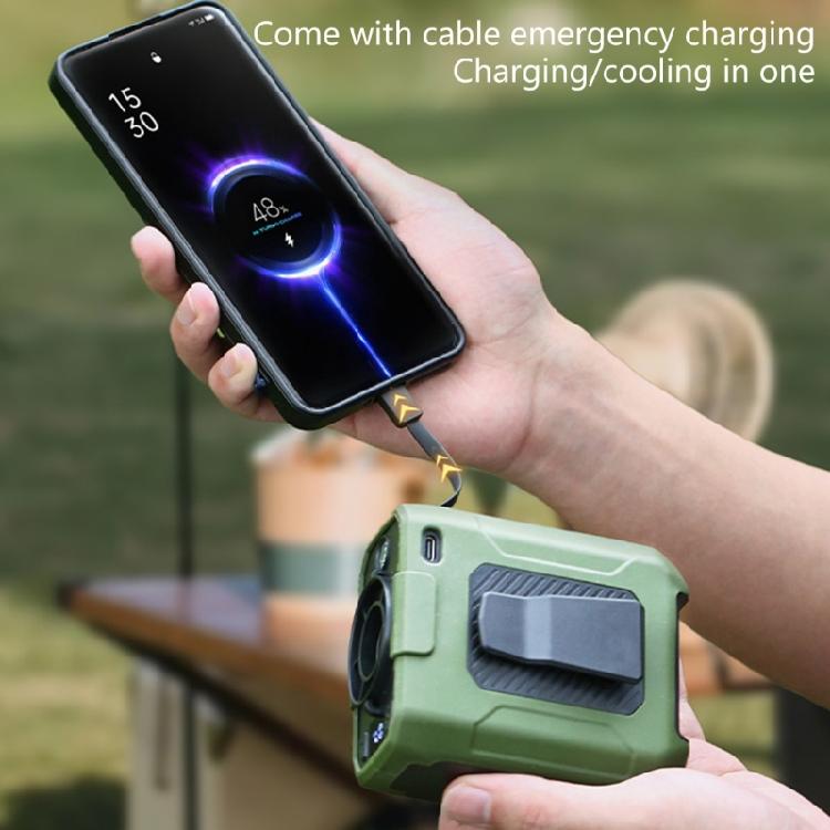 10000mAh Portable Waist Clip Fan Outdoor Portable Cooling Fan With 5 Speeds & Flashlights for Outdoor Camping Travel