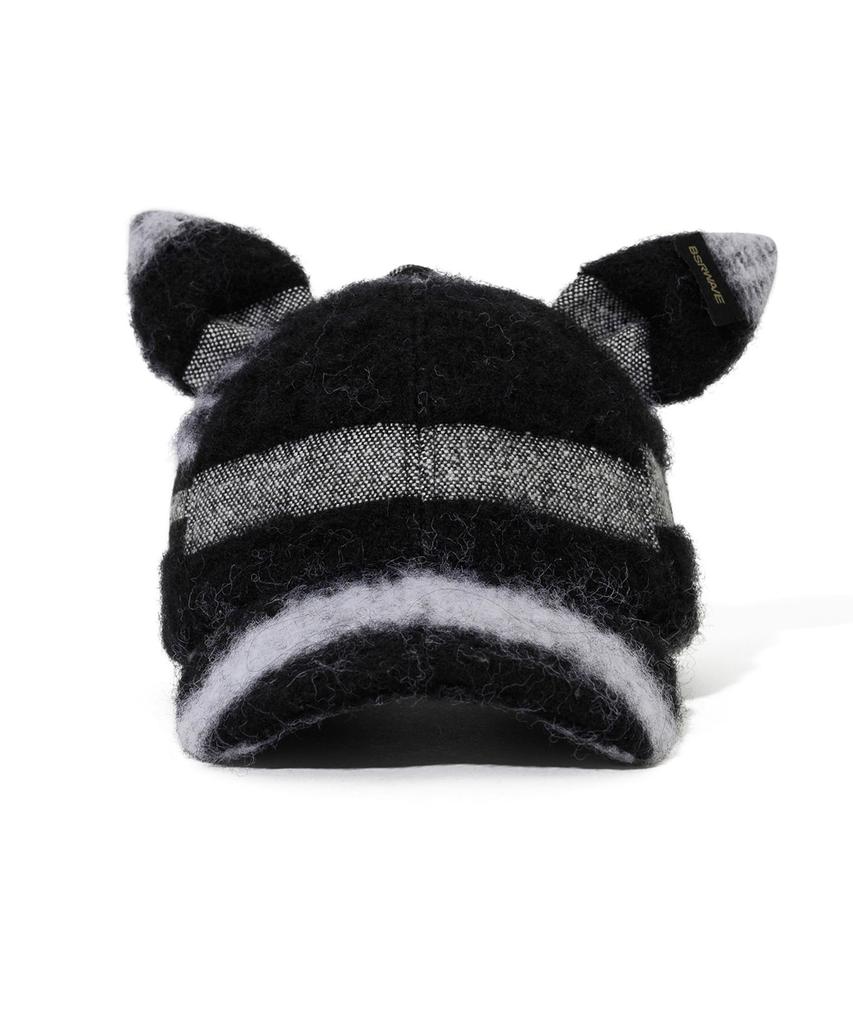 Bieseulaebis Short Bunny Ear Paw Fur Cap Black